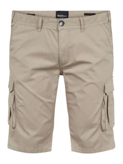 Short cargo en coton beige uni coupe regular fit avec quatre poches