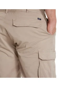 Short cargo en coton beige uni coupe regular fit avec quatre poches