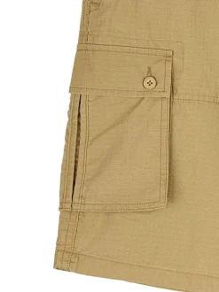 Short cargo en coton beige uni à coupe regular fit avec une ceinture à la taille
