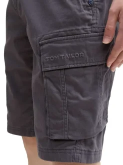 Short cargo en coton gris anthracite uni à coupe regular fit