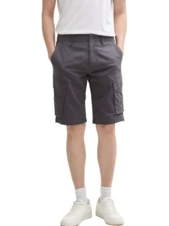 Short cargo en coton gris anthracite uni à coupe regular fit