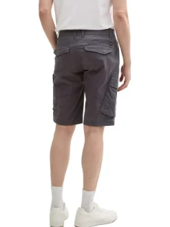Short cargo en coton gris anthracite uni à coupe regular fit