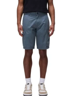 Short cargo en coton gris uni avec des poches et une coupe droite