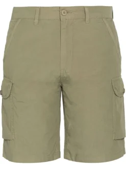 Short cargo en coton kaki à coupe droite pourvu de multiples poches