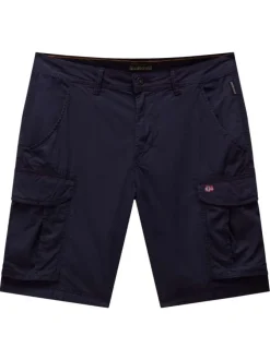 Short cargo en coton marine uni avec une coupe droite et des poches
