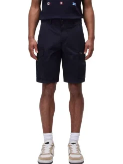 Short cargo en coton marine uni avec une coupe droite et des poches