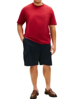 Short cargo en coton marine uni avec une coupe droite et une taille basse