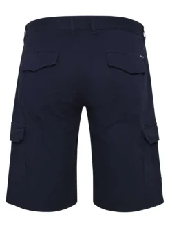 Short cargo en coton marine uni avec une coupe regular fit et des poches à rabat