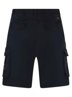 Short cargo en coton marine uni pourvu d'une coupe droite et de multiples poches