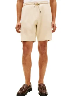 Short cargo en coton mélangé beige pourvu d'une taille élastiquée