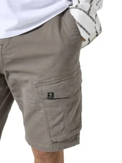 Short cargo en coton taupe uni avec une coupe droite et 4 poches