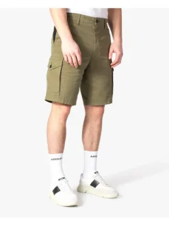 Short Cargo kaki en coton uni avec petit patch à l'arrière
