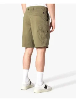 Short Cargo kaki en coton uni avec petit patch à l'arrière