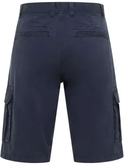 Short cargo long en coton bleu marine uni à coupe droite et à poches à rabat