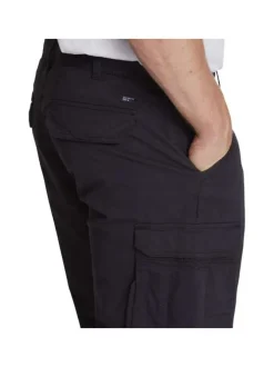Short Cargo long en coton noir uni stretch et à passants