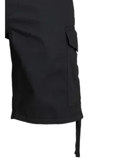 Short cargo Marley en coton noir uni avec une coupe slim et à 6 poches