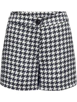 Short chino bleu marine à imprimé pied de poule avec une coupe regular fit