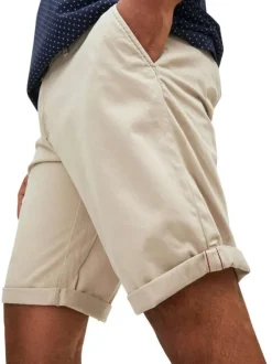 Short chino Bowie Short en coton beige uni avec une coupe droite
