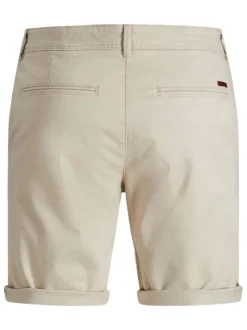 Short chino Bowie Short en coton beige uni avec une coupe droite