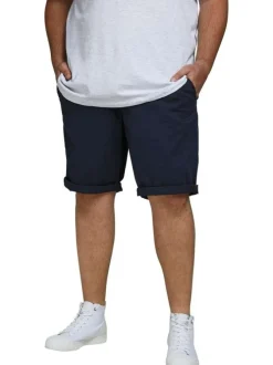 Short chino Bowie Short en coton marine uni avec une coupe droite et à 4 poches