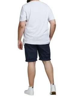 Short chino Bowie Short en coton marine uni avec une coupe droite et à 4 poches