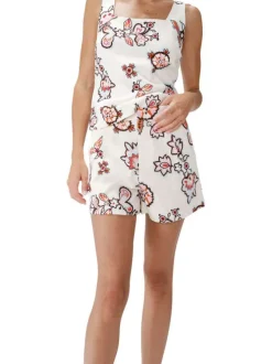 Short chino écru à motifs pourvu de passants pour la ceinture