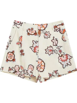 Short chino écru à motifs pourvu de passants pour la ceinture