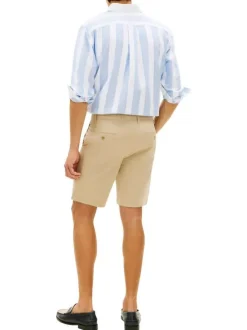 Short chino Denton en coton beige à coupe droite pourvu de multiples poches