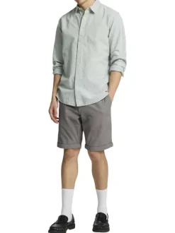 Short Chino en coton anthracite uni à coupe slim avec 4 poches