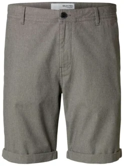 Short Chino en coton anthracite uni à coupe slim avec 4 poches