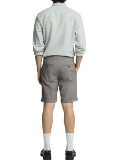 Short Chino en coton anthracite uni à coupe slim avec 4 poches