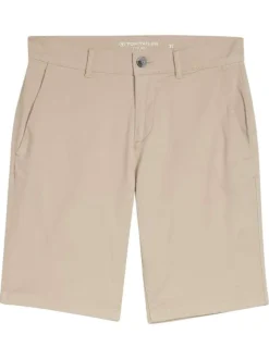 Short Chino en coton beige avec une coupe ajustée et une taille intermédiaire