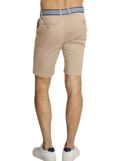 Short chino en coton beige à coupe droite pourvu de multiples poches