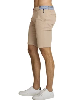 Short chino en coton beige à coupe droite pourvu de multiples poches