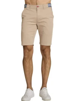 Short chino en coton beige à coupe droite pourvu de multiples poches