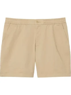 Short chino en coton beige à coupe droite pourvu de poches plaquées