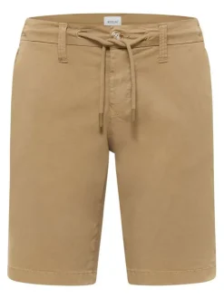 Short chino en coton beige uni avec une coupe droite et 4 poches