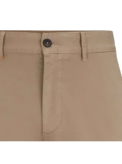 Short chino en coton beige uni avec une coupe droite et 4 poches
