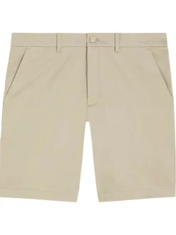 Short chino en coton beige uni avec une coupe regular fit et des passants