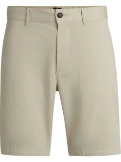 Short chino en coton beige uni à coupe regular fit avec des passants