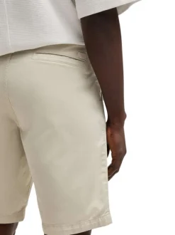 Short chino en coton beige uni à coupe regular fit avec des passants