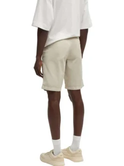 Short chino en coton beige uni à coupe regular fit avec des passants