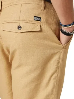 Short chino en coton beige uni pourvu de passants pour la ceinture