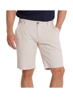 Short chino en coton beige uni à taille intermédiaire et à coupe regular fit