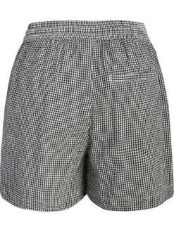 Short Chino en coton biologique noir à carreaux pourvu d'une coupe droite