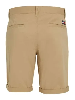 Short chino en coton biologique sable uni avec une coupe droite