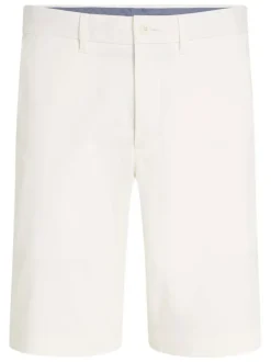 Short Chino en coton blanc uni avec logo à l'arrière et poches passepoilées