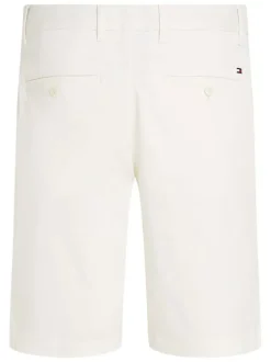 Short Chino en coton blanc uni avec logo à l'arrière et poches passepoilées