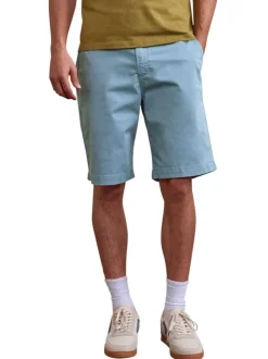 Short chino en coton bleu ciel uni avec une coupe droite et un logo brodé