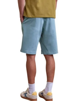Short chino en coton bleu ciel uni avec une coupe droite et un logo brodé